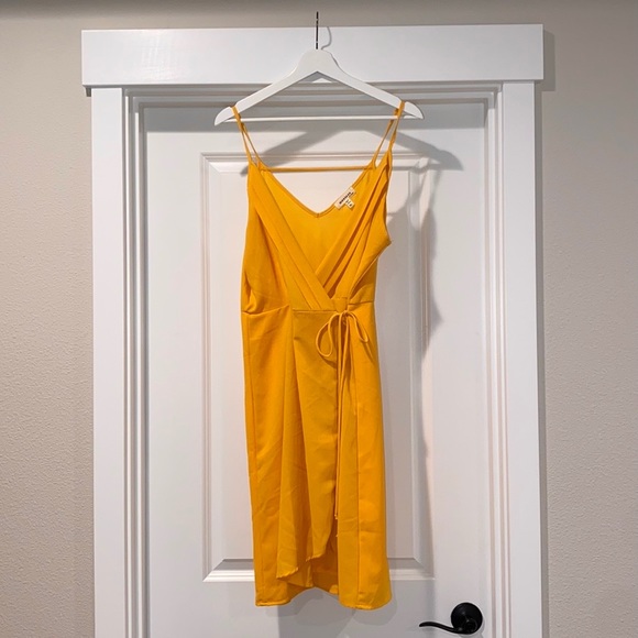 Monteau | Dresses | Monteau Mustard Yellow Wrap Dress | Poshmark